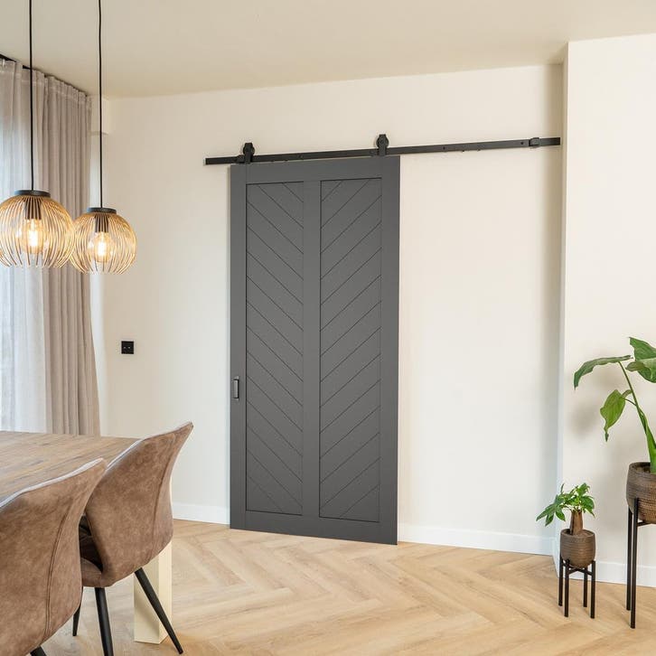 Houten loftdeur, klassiek grijs, visgraat design *, Bricolage & Construction, Châssis & Portes coulissantes