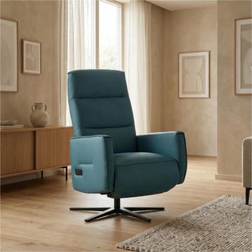 Leren handmatige relaxfauteuil Pride - Toledo Turquoise, Nieuw, Ophalen of Verzenden, Modern, 50 tot 75 cm