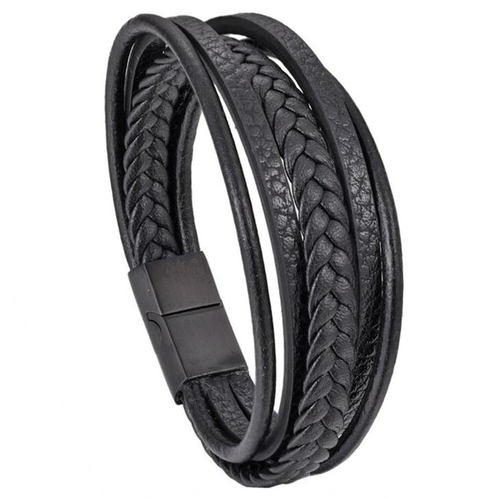 Fako Bijoux - Armband Heren - Zwart 5 Snoeren Combo - Mannen, Handtassen en Accessoires, Armbanden, Verzenden