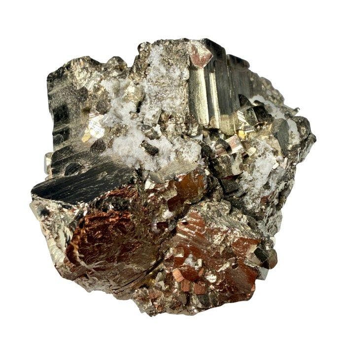 PREMIUM - pyriet met kwarts Kristalcluster - Hoogte: 80 mm -, Verzamelen, Mineralen en Fossielen