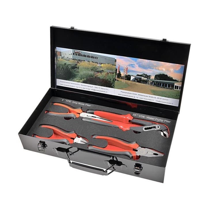 Tangenset 4 delen in metalen opbergbox, Doe-het-zelf en Bouw, Werkbanken, Ophalen of Verzenden