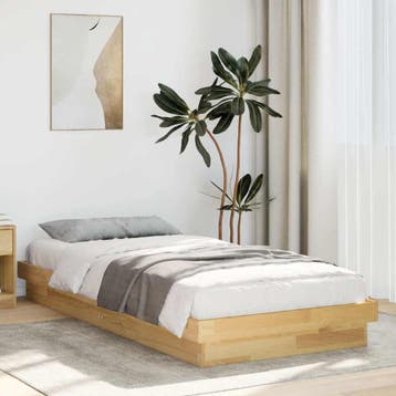 vidaXL Bedframe zonder matras 75x190 cm massief hout eiken, Verzenden, Nieuw