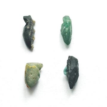 Oud-Minor Aziatisch Archaic Glass XXS Kleurige Vogels