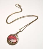 925 zilver - roze rhodochrosiet - Halsketting