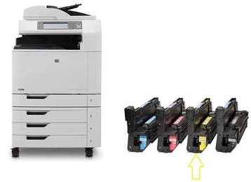 Second Hand HP - Huismerk Drum Geel CM6040, CM6030, CM6049, Ophalen of Verzenden, Zo goed als nieuw, Toner, Second Hand HP