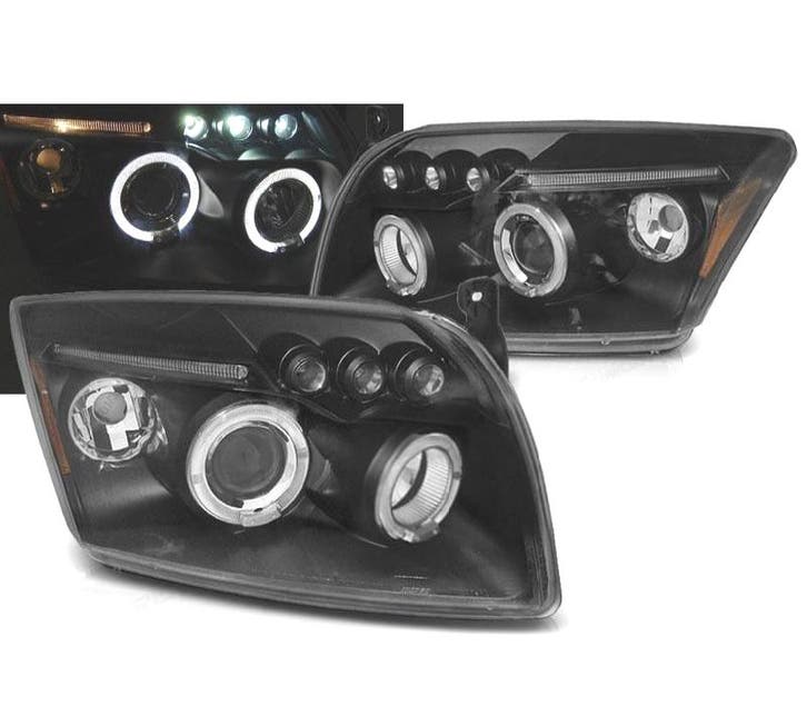 PHARES POUR DODGE CALIBER 06-12 ANGEL EYES LED NOIR, Auto-onderdelen, Verlichting, Verzenden
