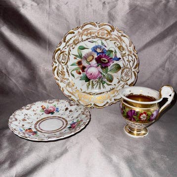 Tasse et soucoupe (3) - Porcelaine - Jeu de collection, Antiquités & Art