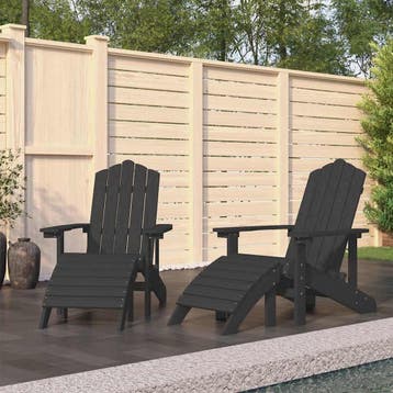 vidaXL Tuinstoelen 2 st Adirondack met voetensteunen HDPE, Verzenden