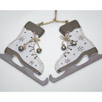 Houten Schaatsen XL Wit 12x10 cm (20 cm), Nieuw