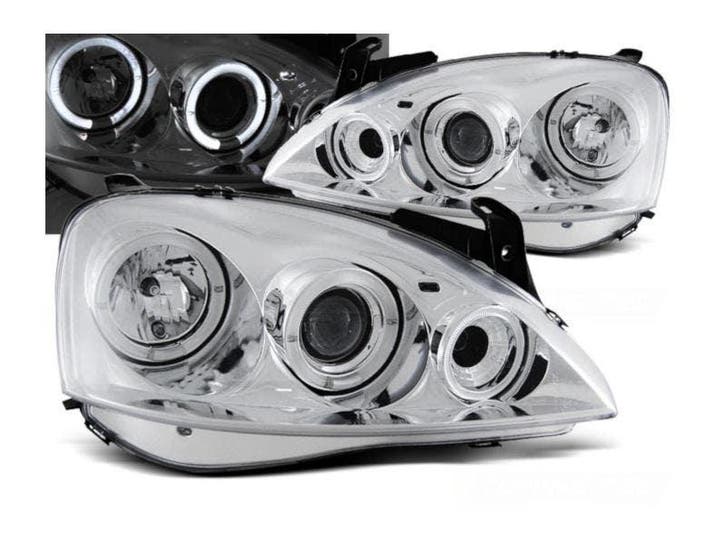Angel Eyes Chrome koplampen geschikt voor Opel Corsa C, Autos : Pièces & Accessoires, Éclairage, Envoi