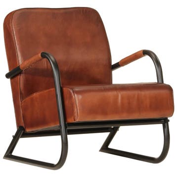 vidaXL Fauteuil echt leer bruin, Verzenden