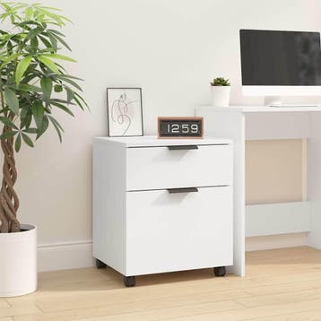vidaXL Dossierkast verrijdbaar 45x38x54 cm bewerkt hout wit, Verzenden