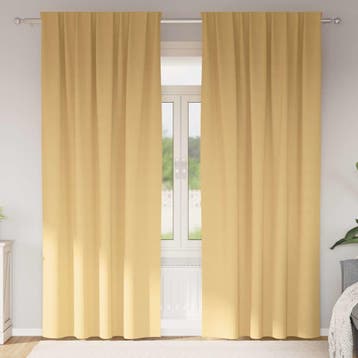 vidaXL Blackout Gordijnen met Ringen 2 st Beige 225 x 140 cm, Maison & Meubles, Verzenden