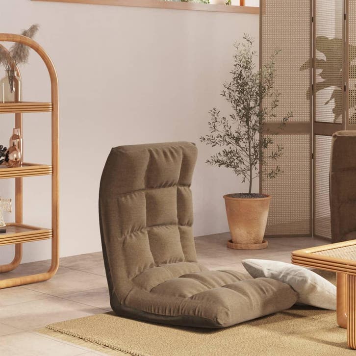 vidaXL Vloerstoel inklapbaar stof taupe, Maison & Meubles, Chaises, Envoi