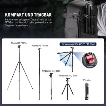 NEEWER 77 Statief/Monopod voor DSLR en Smartphone, 360°..., TV, Hi-fi & Vidéo, Ophalen of Verzenden