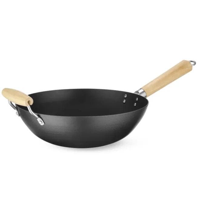 Wokpan | Carbonstaal | Div. Warmtebronnen | Platte Bodem |, Articles professionnels, Horeca | Équipement de cuisine, Envoi