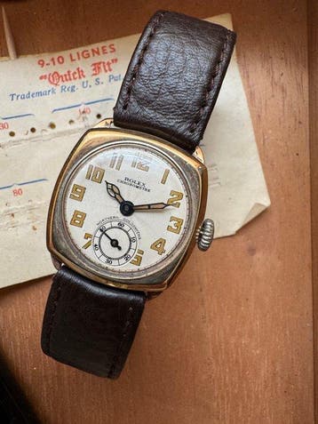 Rolex - antique art Deco guilloché dial 9k gold Dennison, Nieuw