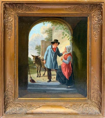École française du XIX siècle - Scène Romantique au Passage