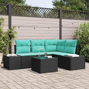vidaXL Tuinbank Set 5 st Zwart poly rattan, Verzenden, Nieuw