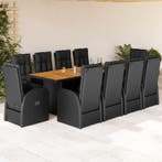 vidaXL 11-delige Tuinset met kussens poly rattan zwart, Verzenden, Nieuw, Tuinset