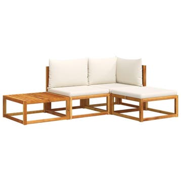 vidaXL 4-delige tuinbankset met kussens acaciahout & rotan, Tuin en Terras, Verzenden, Nieuw