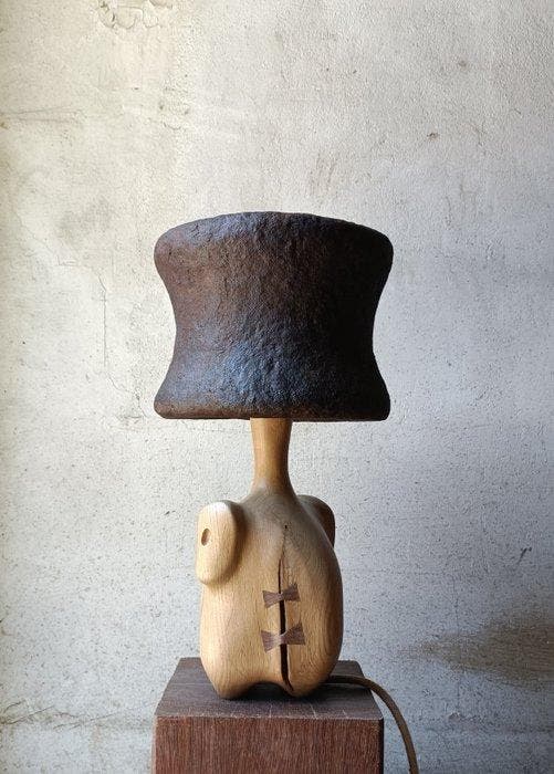Renat Shuteev - Tafellamp - Papier-maché, Eik - Lamp, Antiquités & Art, Art | Objets design