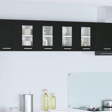 vidaXL Hangkast 2 st Zwart Eiken Bewerkt hout, Verzenden, Nieuw