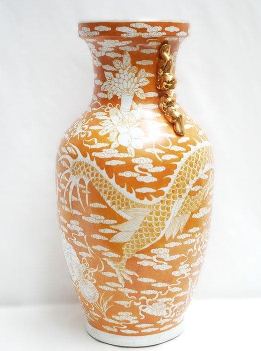 lucky dragon - Vase balustre - Porcelaine - 47 cm, doré, Antiek en Kunst, Kunst | Designobjecten