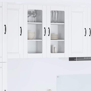 vidaXL Wandglas Kasten PORTO 2 st Wit Bewerkt hout, Verzenden, Nieuw