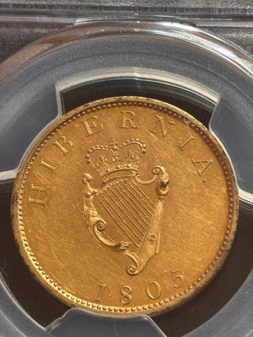 Ierland, Hibernia. George III. 1/2D 1805 PCGS PR61