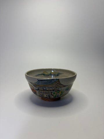 Japanse Kyo-ware (Kiyomizu-ware) theekop Nimon-poort