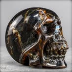 Natuurlijke barnsteen schedel – expressieve sculptuur met, Verzamelen, Mineralen en Fossielen