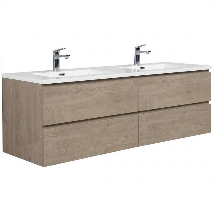 Badkamermeubel Set Angela 160 x 48 cm – Kastanje Eiken, Maison & Meubles, Salle de bain | Meubles de Salle de bain, Envoi
