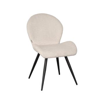 Stoel Sky | Ivoor | Teddy | Zwart Metalen Frame | 2 stuks, Verzenden