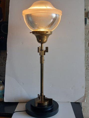 Lamp - Brons, Glas, Hout