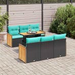 vidaXL 7-delige Loungeset met kussens poly rattan acacia, Verzenden, Loungeset