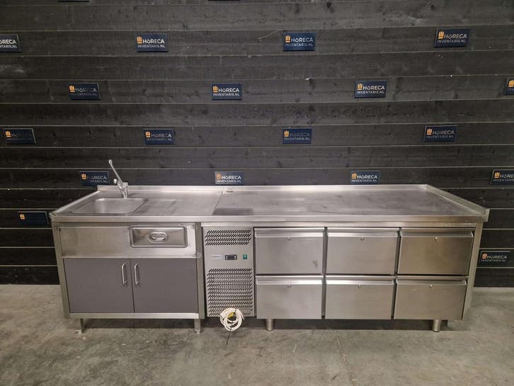 Koelwerkbank | RVS | 6 lades | 275 cm | 230V | horeca, Zakelijke goederen, Horeca | Keukenapparatuur, Gebruikt, Koelen en Vriezen