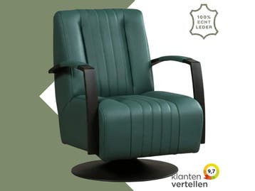 Leren draaifauteuil Galaxy - Toledo Forrest (groen) -, Huis en Inrichting, Fauteuils, Nieuw, Ophalen of Verzenden, 50 tot 75 cm