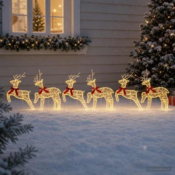 vidaXL Kerst Rendier 6 st 120 LEDs Warmwit, Verzenden, Nieuw