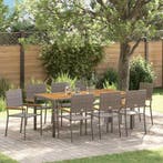 vidaXL Tuin Eettafel Set 9 pcs Grijs poly rattan, Verzenden, Nieuw