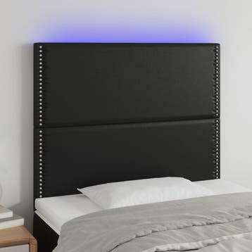 vidaXL Hoofdbord LED 100x5x118/128 cm kunstleer zwart, Verzenden, Nieuw