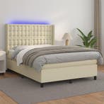 vidaXL Boxspring met matras en LED kunstleer crèmekleurig, Verzenden, Nieuw