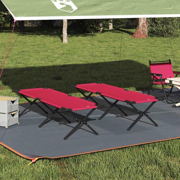 vidaXL Opvouwbaar Campingbed 2 pcs Rood 193 x 69 x 45 cm, Caravans en Kamperen, Kampeeraccessoires, Nieuw, Verzenden