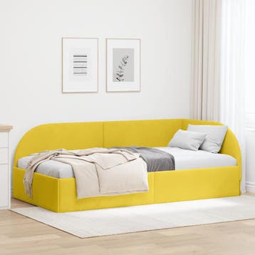 vidaXL Hoek Bed Frame met hoofdeinde Geel 80 cm x 200 cm, Verzenden, Nieuw
