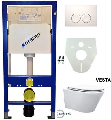 Geberit UP 100 Vesta Rimless wc+ Flatline zitt.+ Delta 21, Ophalen of Verzenden