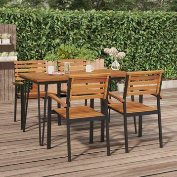 vidaXL Tuintafel met haarspeldpoten 140x80x75 cm massief, Verzenden, Nieuw