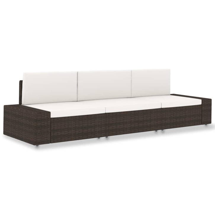vidaXL Driezitsbank sectioneel poly rattan bruin, Tuin en Terras, Tuinsets en Loungesets, Nieuw, Verzenden