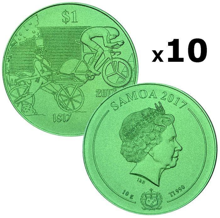 Samoa. 1 Dollar 2017 Pure Green Titanium 0.990 200 Years of, Postzegels en Munten, Munten | Europa | Niet-Euromunten