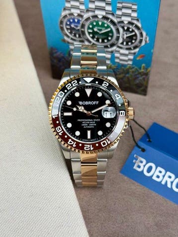 Bobroff - Diver Automatic Date Black Two-Tone - BF0007 -, Handtassen en Accessoires, Horloges | Heren, Nieuw