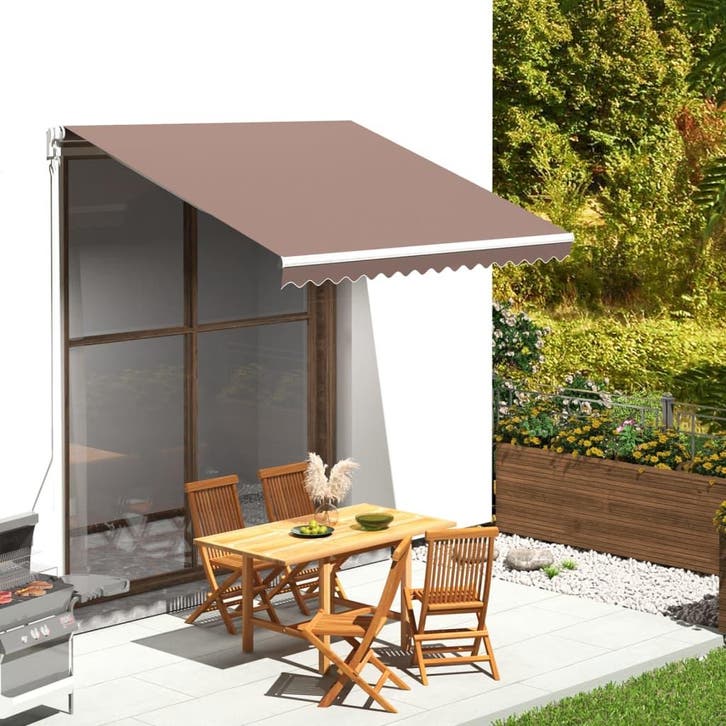 vidaXL Vervangingsdoek voor luifel 3x2,5 m polyester bruin, Jardin & Terrasse, Protection solaire, Envoi